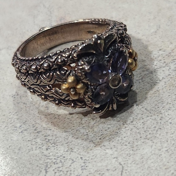 Barbara Bixby Solid
Sterling Silver 18K Gold
Amethyst Topaz Flower
Ring size 10 - Picture 9 of 10
